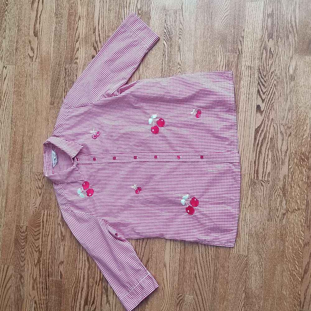 (14) Allison Daley Gingham Embroidered Cottagecore Cherries Country Girl Granny